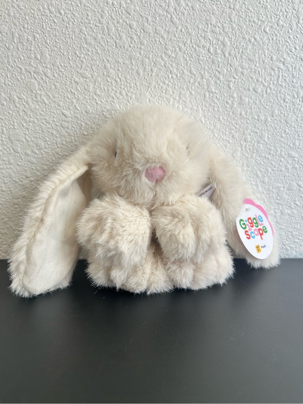 7” GIGGLE SCAPE White Furry Bunny Large Floppy Ears